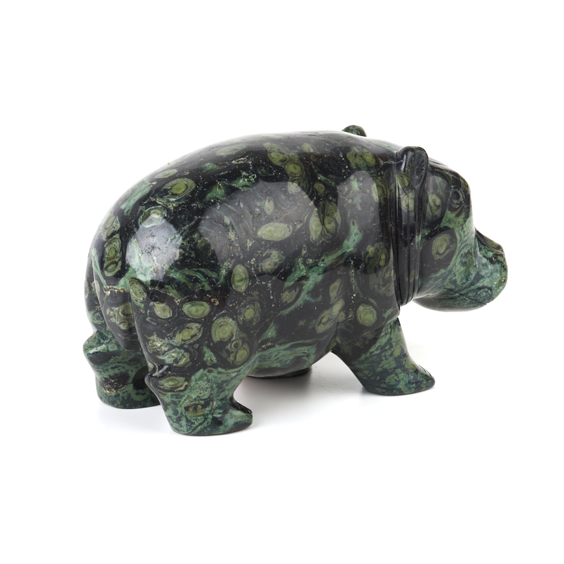 Бегемотик яшма зеленая Мадагаскар 16,5 см