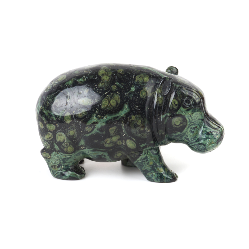 Бегемотик яшма зеленая Мадагаскар 16,5 см