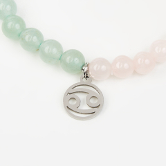 Браслет микс авантюрин, розовый кварц (сталь хир.) 6 мм 16 см Рак