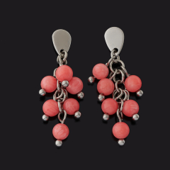 Серьги коралл розовый Индонезия (сталь хир.) пуссеты