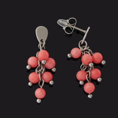 Серьги коралл розовый Индонезия (сталь хир.) пуссеты