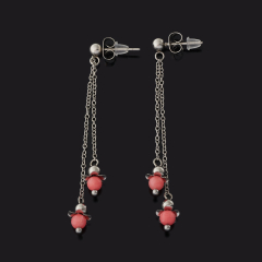 Серьги коралл розовый Индонезия (сталь хир.) пуссеты