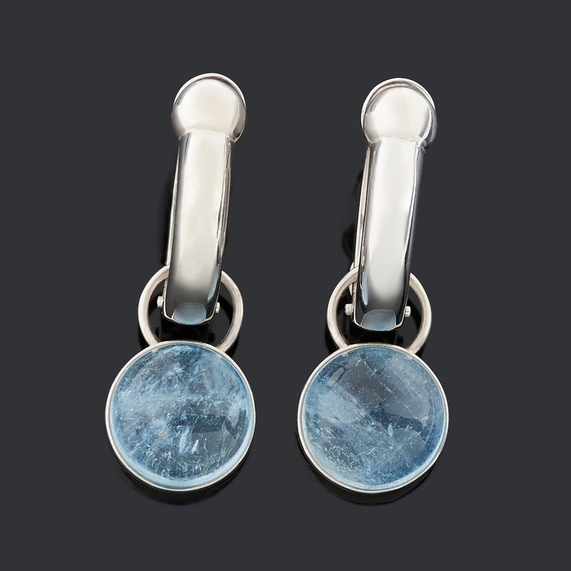 Серьги аквамарин Бразилия (серебро 925 пр. родир. бел.)