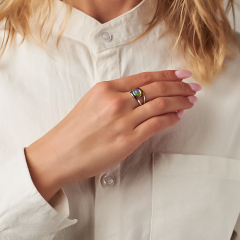 Кольцо опал благородный желтый Эфиопия (серебро 925 пр. родир. бел.) размер 17,5