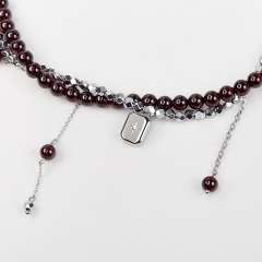 Бусы микс гематит, гранат (сталь хир.) (колье) 41 см (+7 см)