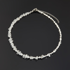 Чокер микс гематит, горный хрусталь (сталь хир.) 38 см (+7 см)