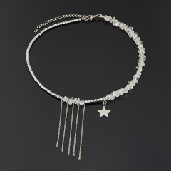 Чокер микс гематит, горный хрусталь (сталь хир.) 38 см (+7 см)