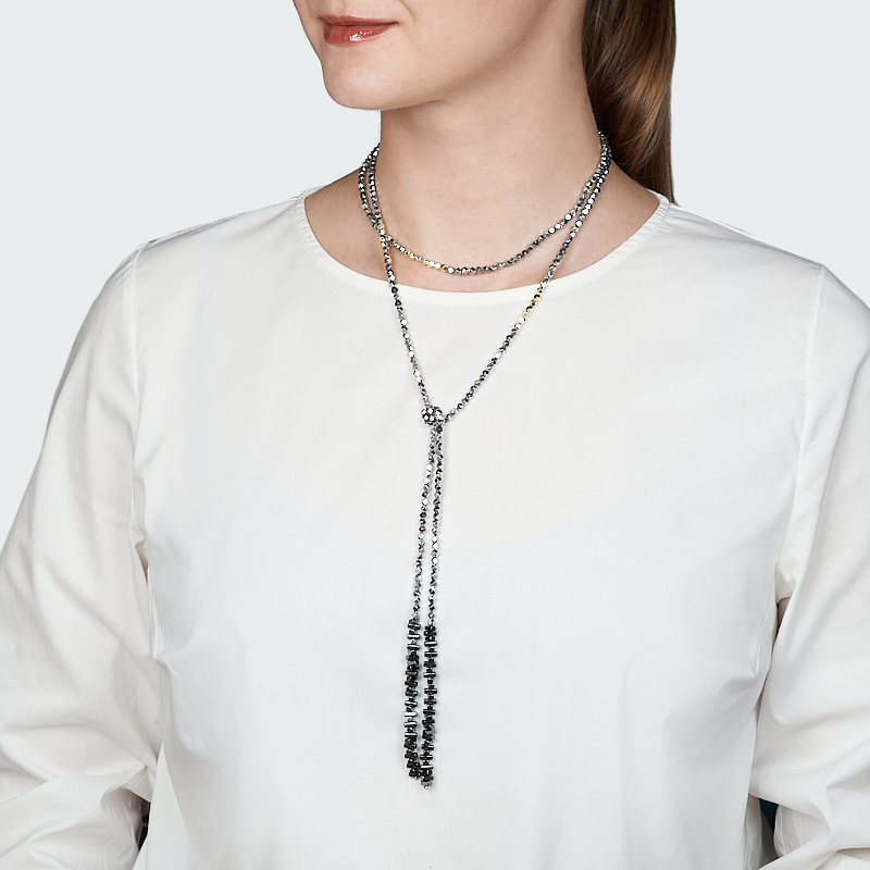 Лариат гематит Бразилия (сталь хир.) 135 см