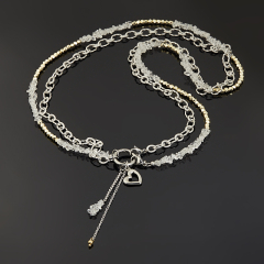 Бодичейн (сотуар) микс гематит, горный хрусталь (сталь хир.) 154 см (регулируемый)
