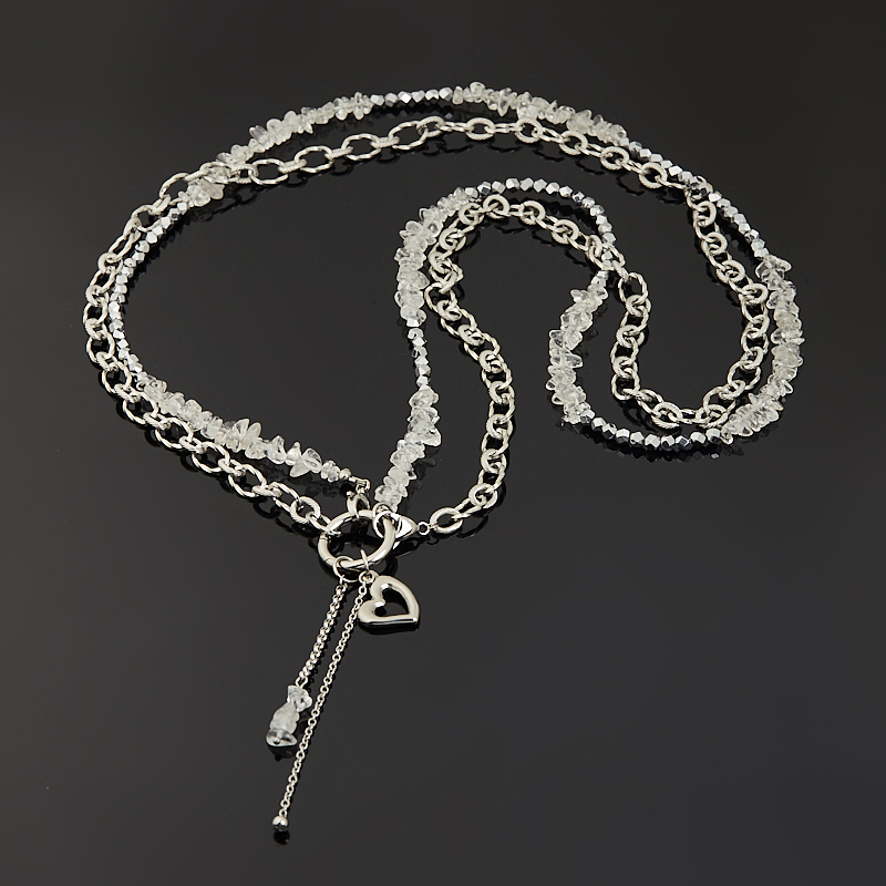 Бодичейн (сотуар) микс гематит, горный хрусталь (сталь хир.) 154 см (регулируемый)