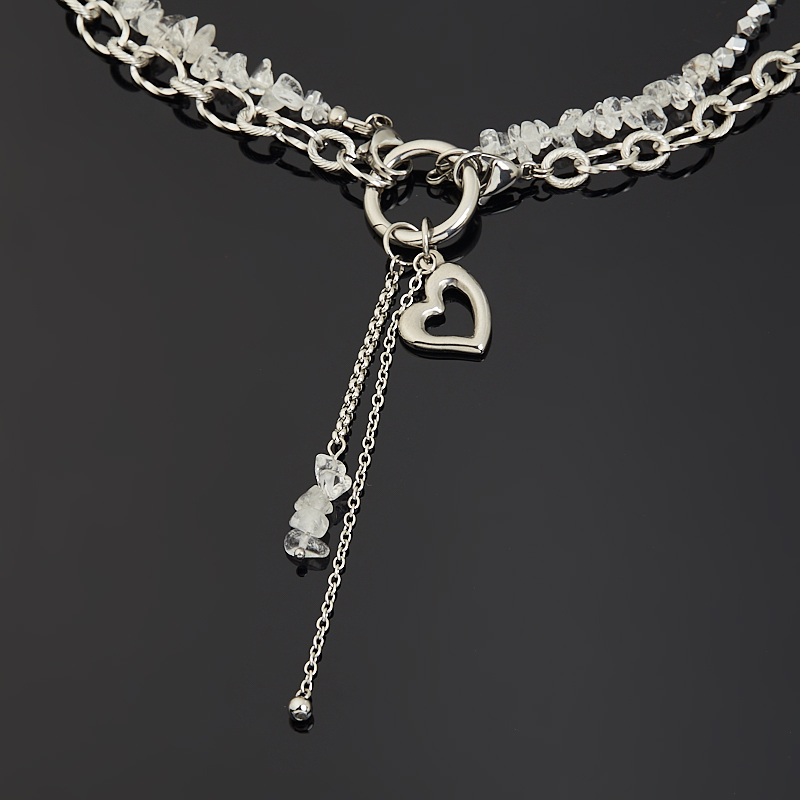 Бодичейн (сотуар) микс гематит, горный хрусталь (сталь хир.) 154 см (регулируемый)