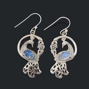 Серьги лунный камень (адуляр) Индия (серебро 925 пр. родир. бел.)