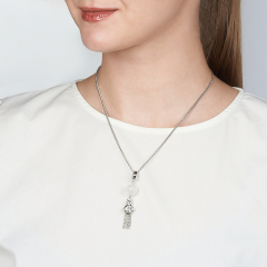 Кулон лунный камень (адуляр) Индия (сталь хир., биж. сплав) 5,5 см