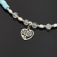 Чокер микс горный хрусталь, жемчуг (каучук, сталь хир.) (колье) 40 см (+7 см)