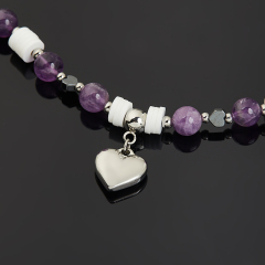 Чокер микс аметист, гематит (каучук, сталь хир.) (колье) 40 см (+7 см)