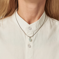 Кулон аквамарин Бразилия (серебро 925 пр. родир. бел.) овал огранка