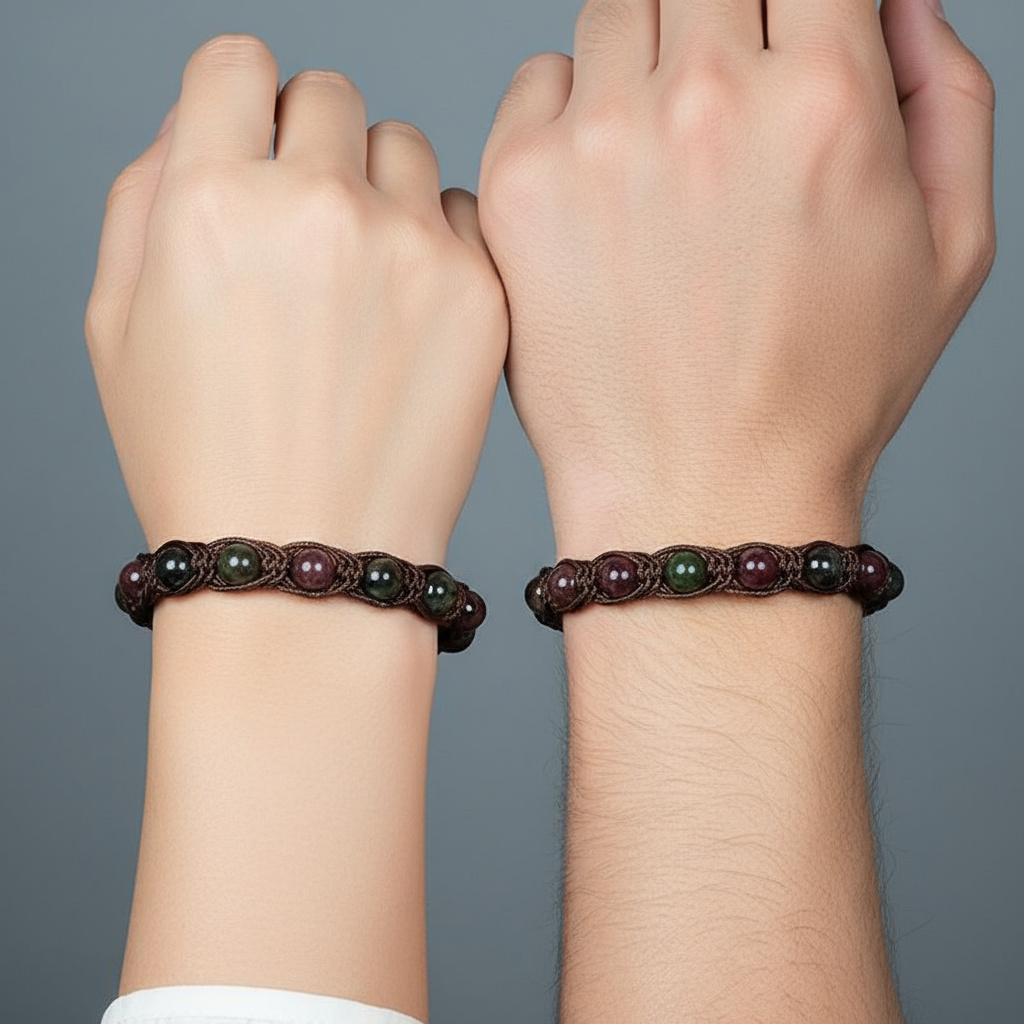 Браслет турмалин Бразилия (текстиль) шамбала 10 мм 17 см (регулируемый)