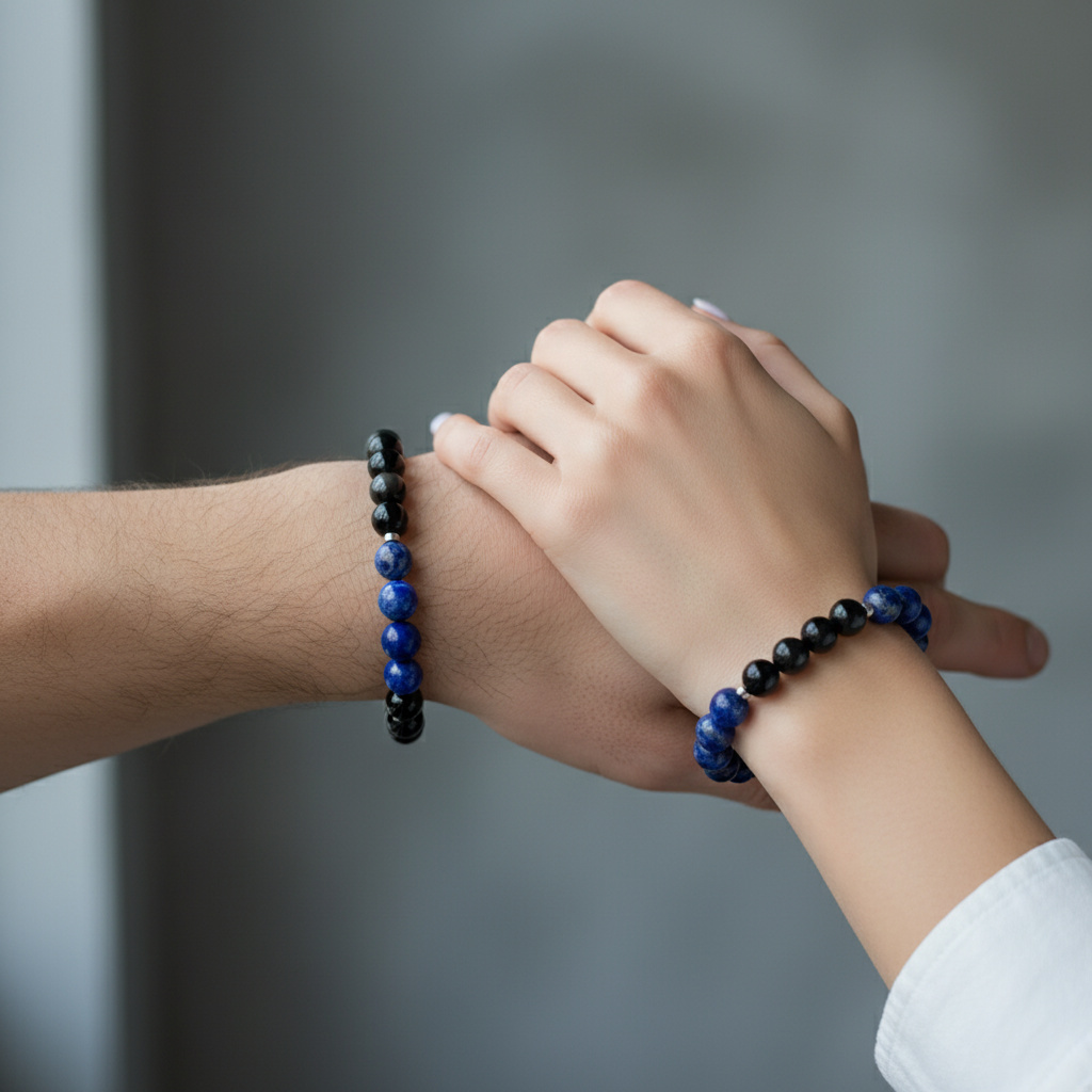 Браслет микс лазурит, обсидиан (сталь хир.) 10 мм 17 см