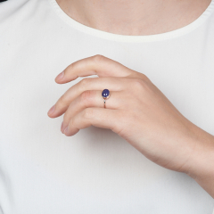 Кольцо танзанит Танзания (серебро 925 пр. родир. бел.) размер 17