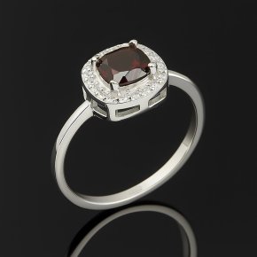 Кольцо гранат альмандин Индия (серебро 925 пр. родир. бел.) огранка размер 18