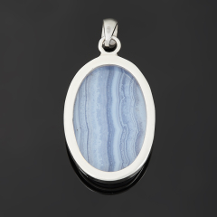 Кулон агат голубой Намибия (серебро 925 пр. родир. бел.) овал