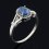 Кольцо кианит синий Бразилия (серебро 925 пр. родир. бел.) огранка размер 18