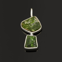 Кулон хромдиопсид Россия (серебро 925 пр. родир. бел.)