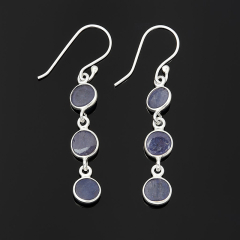 Серьги танзанит Танзания (серебро 925 пр. родир. бел.)