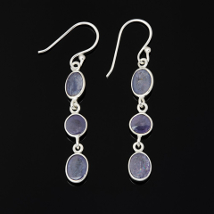 Серьги танзанит Танзания (серебро 925 пр. родир. бел.)