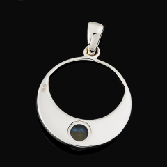 Кулон лабрадор Мадагаскар (серебро 925 пр. родир. бел.)