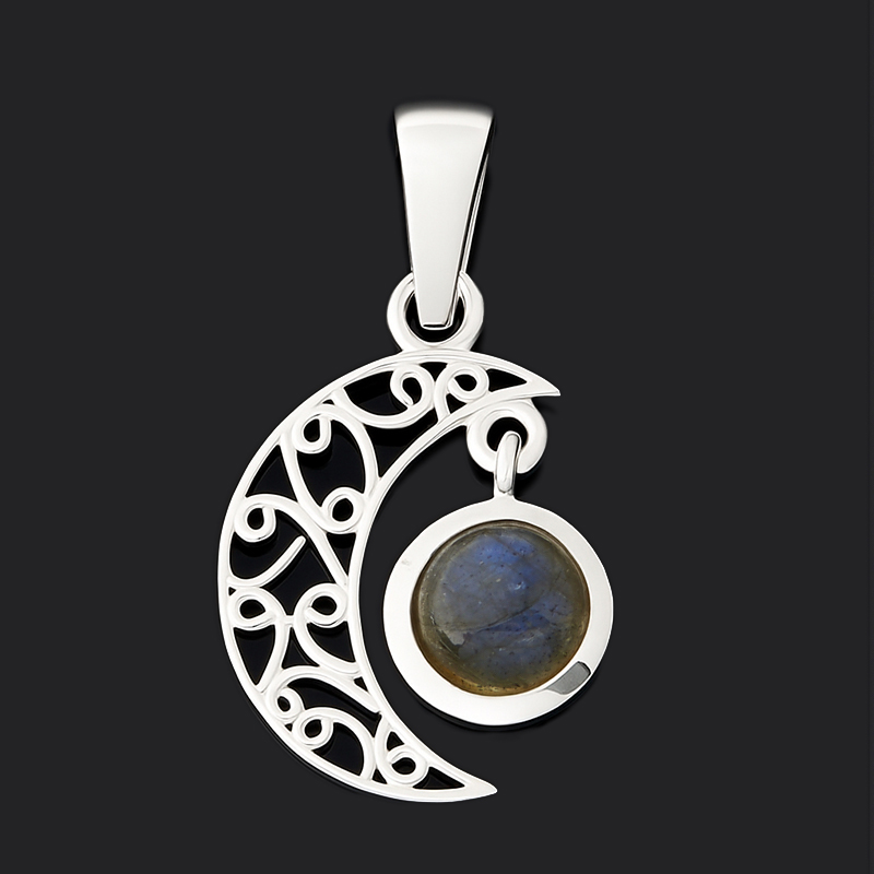 Кулон лабрадор Мадагаскар (серебро 925 пр. оксидир.)