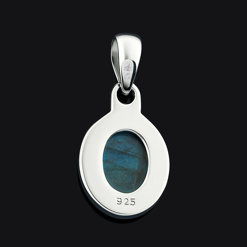 Кулон лабрадор Мадагаскар овал (серебро 925 пр. оксидир.)