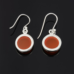 Серьги сердолик Ботсвана (серебро 925 пр. родир. бел.)