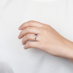 Кольцо аметист Бразилия (серебро 925 пр. родир. бел.) огранка размер 18