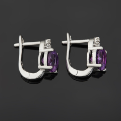 Серьги аметист Бразилия (серебро 925 пр. родир. бел.) огранка