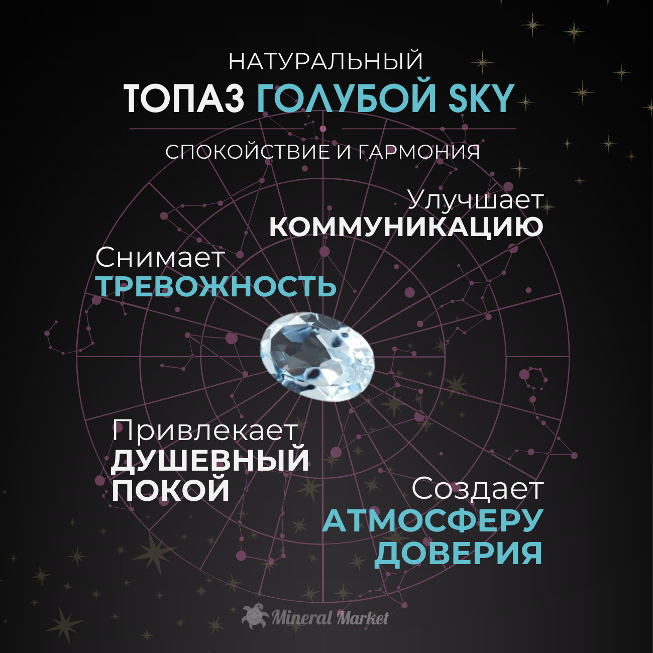 Кольцо топаз голубой Бразилия (серебро 925 пр. родир. бел.) огранка размер 18