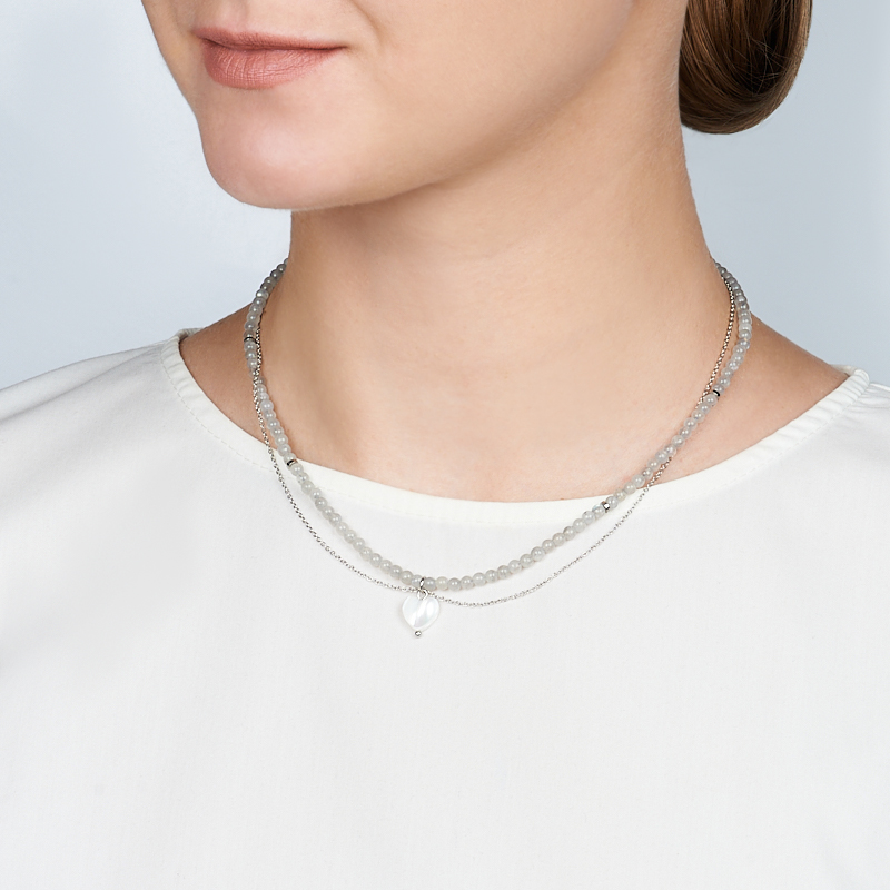 Чокер микс лабрадор, перламутр (сталь хир.) (колье) 40 см (+7 см)