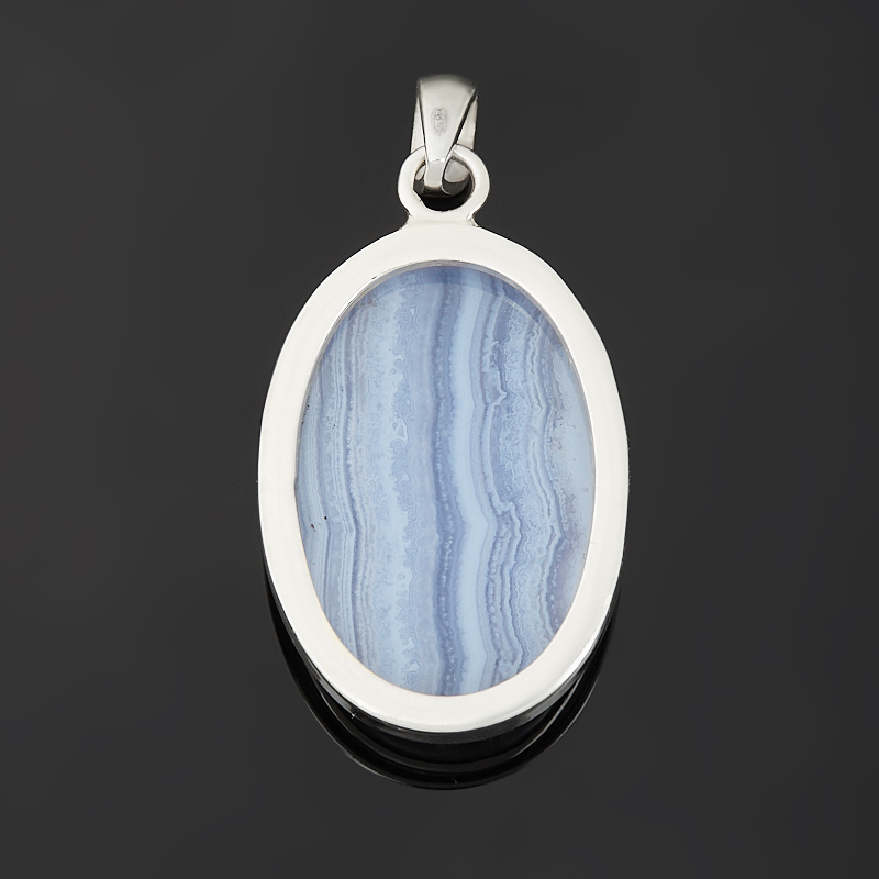 Кулон агат голубой Намибия овал (серебро 925 пр. родир. бел.)