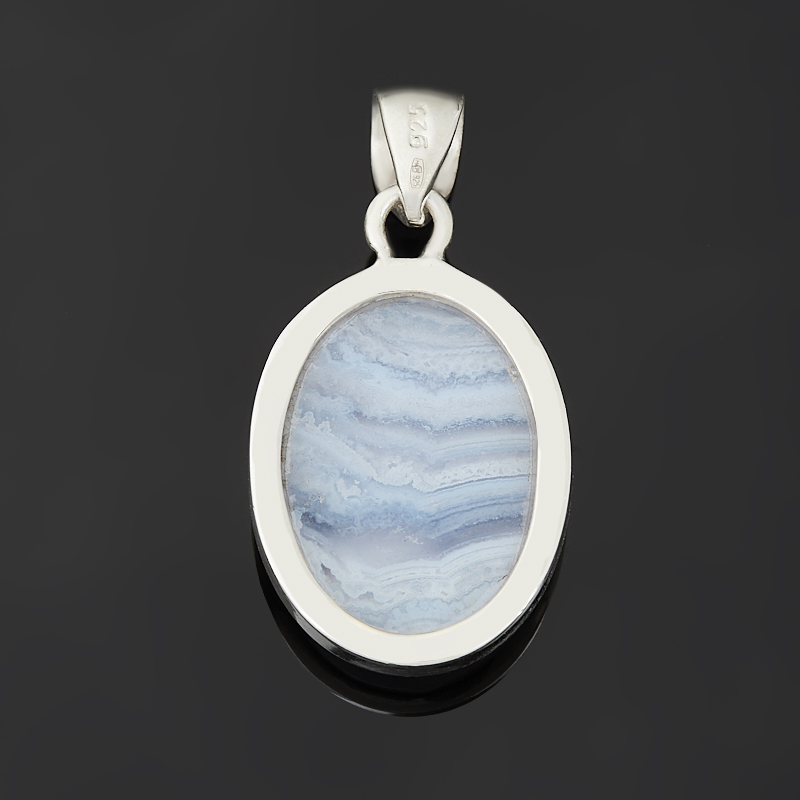 Кулон агат голубой Намибия овал (серебро 925 пр. родир. бел.)