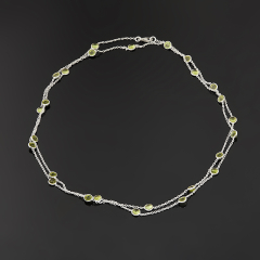 Бусы хризолит США (серебро 925 пр. родир. бел.) (цепочка) длинные 4 мм 96 см