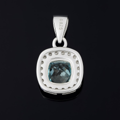 Кулон топаз голубой Бразилия (серебро 925 пр. родир. бел.) огранка