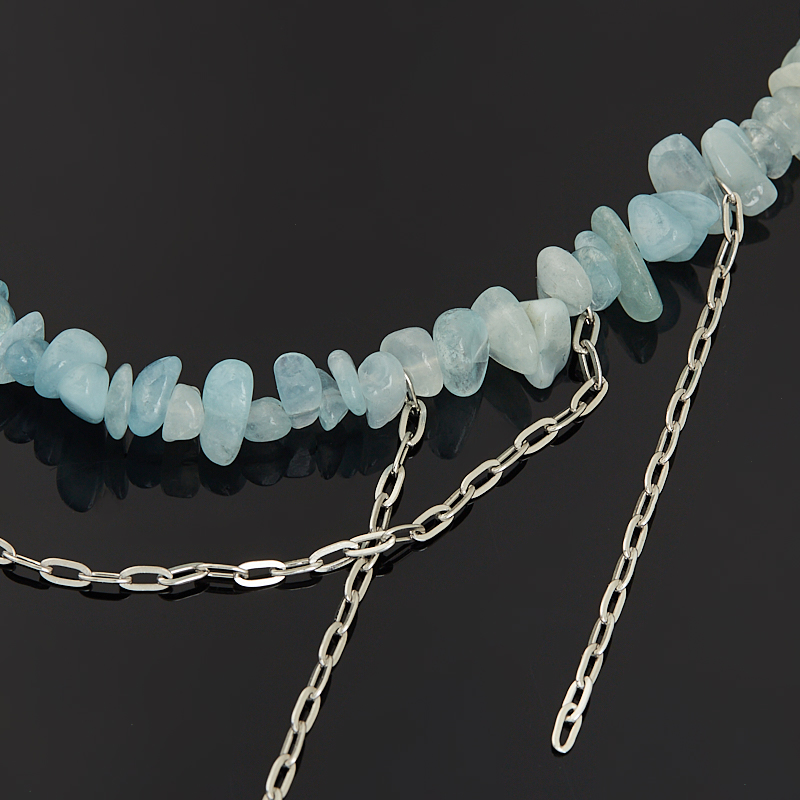 Чокер аквамарин Бразилия 40 см (+7 см) (сталь хир.)