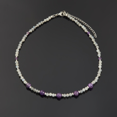 Чокер микс аметист, лабрадор (сталь хир.) 39 см (+7 см)