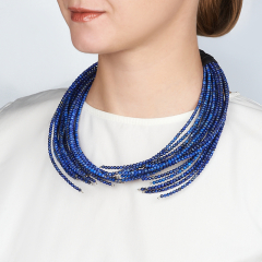 Бусы лазурит Афганистан (биж. сплав, кожа натур.) 3 мм