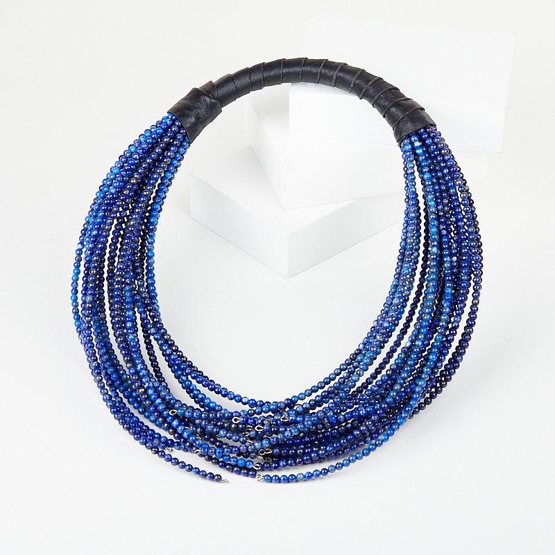 Бусы лазурит Афганистан (биж. сплав, кожа натур.) 3 мм