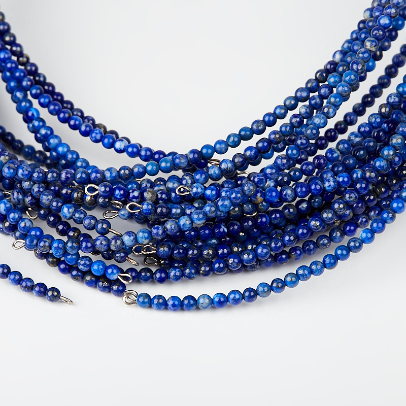 Бусы лазурит Афганистан (биж. сплав, кожа натур.) 3 мм