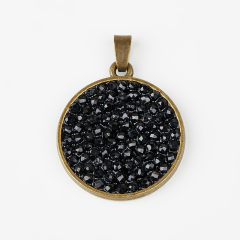Кулон шпинель черная Шри Ланка (биж. сплав) огранка 3,5 см