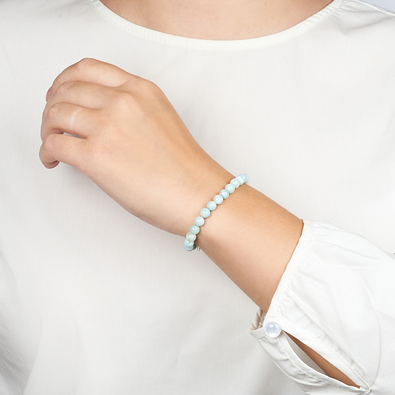 Браслет ларимар Доминиканская Республика (сталь хир.) 6 мм 17 см (+3 см)