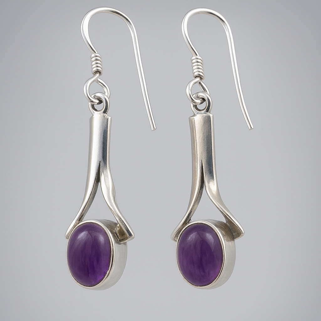 Серьги аметист Бразилия (серебро 925 пр. родир. бел.)