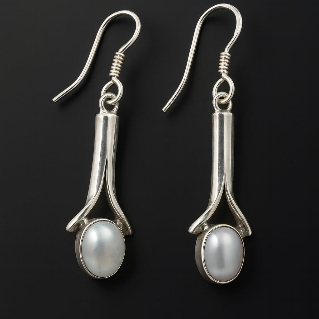 Серьги жемчуг серый Гонконг (серебро 925 пр. родир. бел.)